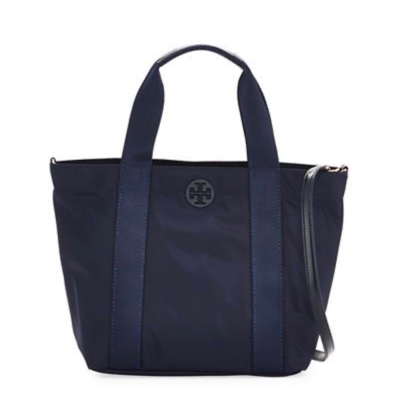 Tory Burch Quinn Navy Blue Large Zip Nylon Crossbody Purse - Picture 2 of 16